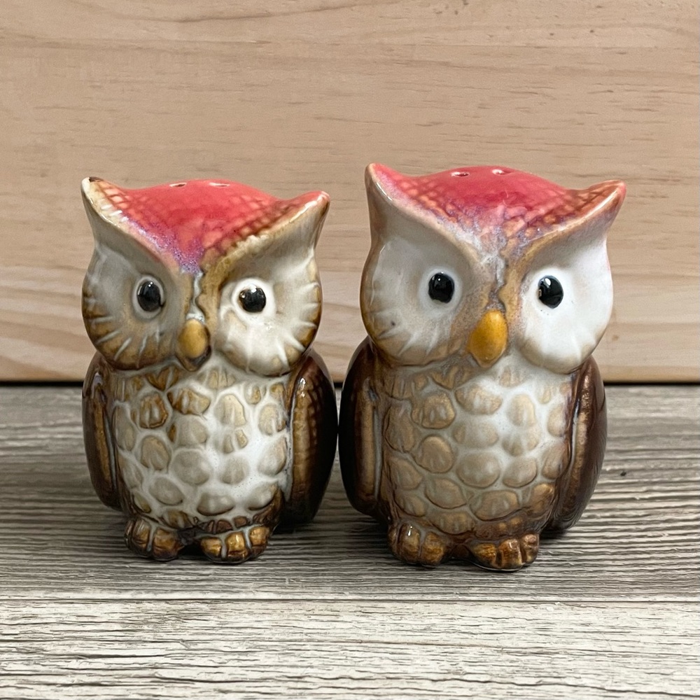 Ceramic owl salt and pepper shakers